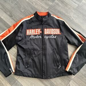 Harley-Davidson Black and Orange Bomber Jacket